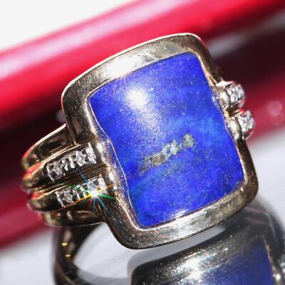 Designer John C Rinker 14k yellow gold lapis diamond size 6.25 ring 8.7gr