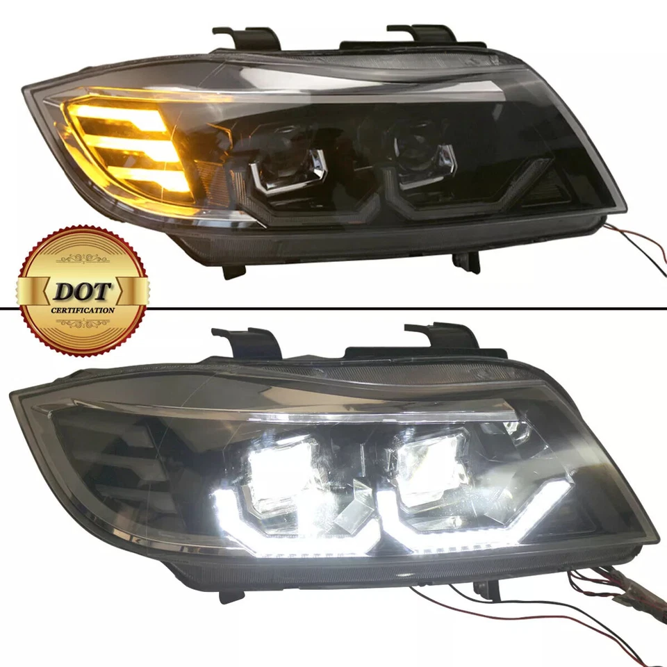 Faro delantero negro LED 3D cristal U-Halo para BMW Serie 3 E90 2005-2008 Foto 4 de 4