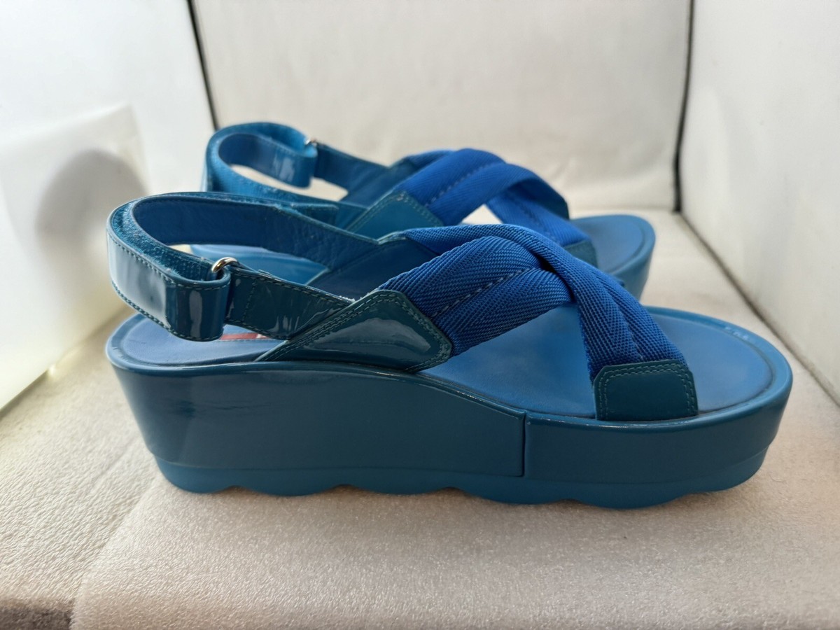 Prada Patent Leather Slingback Sandals Blue Size 39 US 9 | eBay