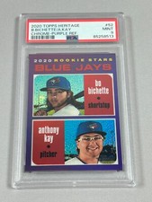 Bo Bichette Anthony Kay 2020 Topps Heritage Purple Chrome Card 52 PSA 9 Rookie