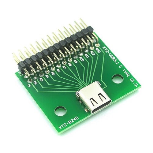 Type C USB3.1 PCB Test Board,24P Female Connector With Row Of Pins For Data Test