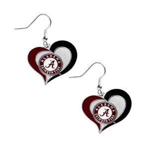 NCAA  Alabama Crimson Tide Heart Swirl Logo Pendant Necklace On 925 Snake Chain