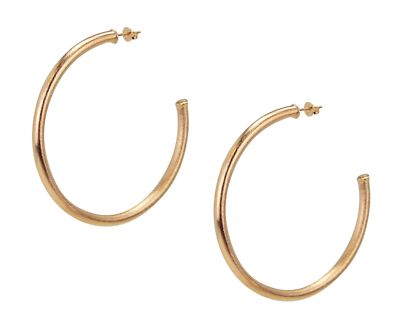 Sheila Fajl Everybody's Favorite Tubular 2.25'' Hoop Earrings Brush Rose Gold NEW