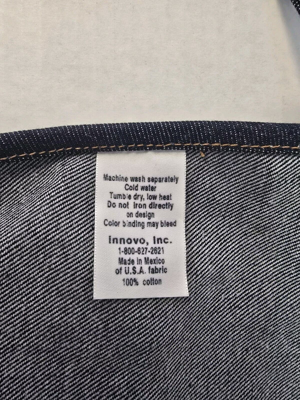 Innovo, Inc. Christmas Holiday Cotton Denim Apron Handmade Bells Candy Canes