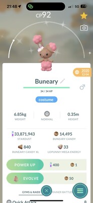 Shiny Flower Crown Buneary Pokemon GO