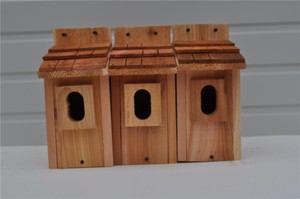 3 BLUEBIRD BIRD HOUSES NEST BOX CEDAR SHAKE ROOF PETERSON OVAL OPENING FREE S//H