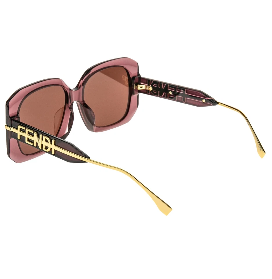 Óculos de sol quadrado FENDI FENDIGRAPHY HOBO logotipo 40065 ouro roxo moda FE40065F - Imagem 4 de 4