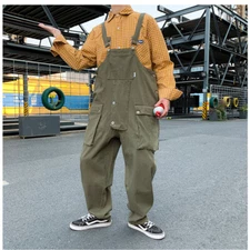 Mens Fashion Cargo Suspender Trousers Bib Overalls Pants Outdoor