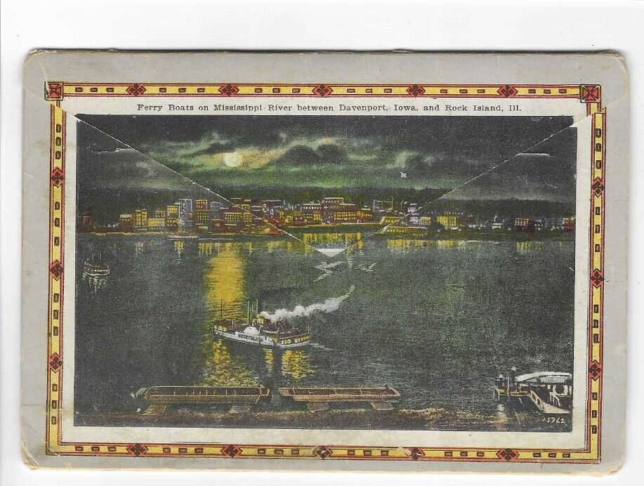 VINTAGEPOSTCARD FOLDERTRICITIESDAVENPORT, IA.ROCK ISLAND, ILL