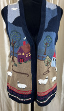 Sheep Pasture Knit Sweater Vest Top Small Navy Missing two buttons Chico