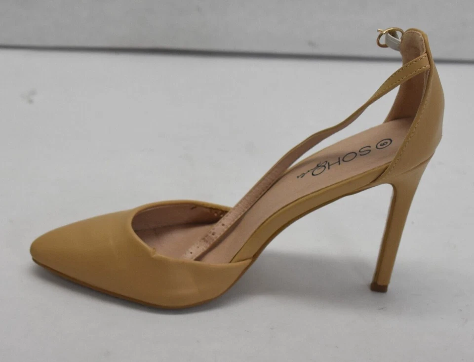 Soho 米色尖头踝带 4-1/2 英寸细跟凉鞋女式 9 码 — 第 4/4 张图片