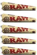 5x Raw 1 1/4 ORGANIC CONE Rolling Papers 6 Cones/PK 3 PKS USA SHIPPED