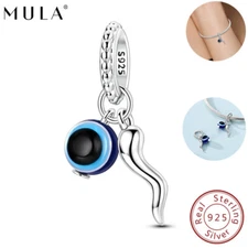 MULA Original 925 Sterling Silver Charm CZ Devil Eye Pendant For Women Bracelet