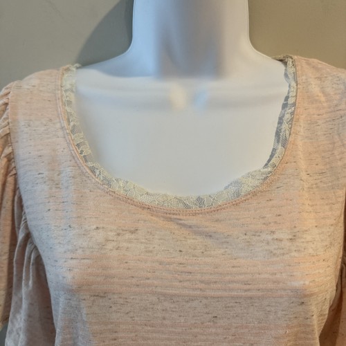 Free People Women's Boho Tee Summer Babydoll Top Peach Size X Small - Picture 2 of 8