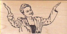 Open Arm Lady 1 3/4 x 3 1/4" Rubber Stamp, Worshiping Lady Stamp