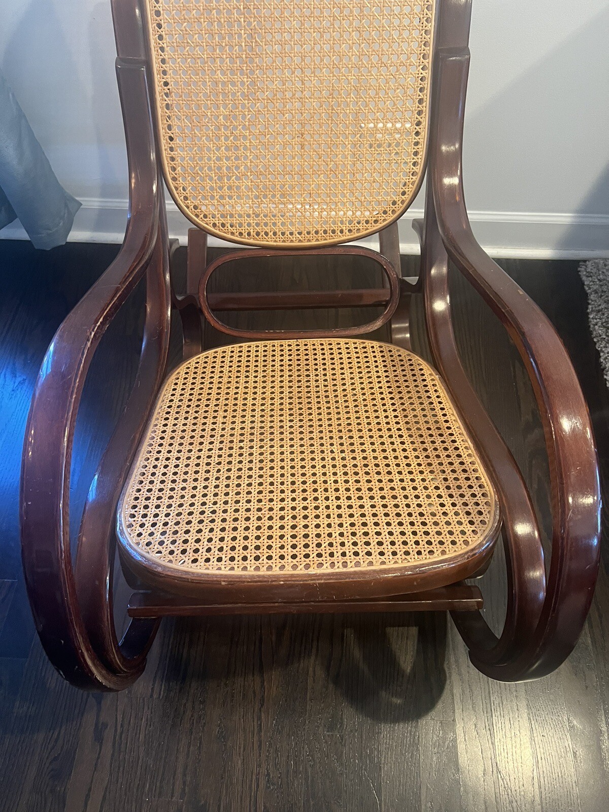 Vintage Style Design MidCentury Bentwood Rocker Wood Cane