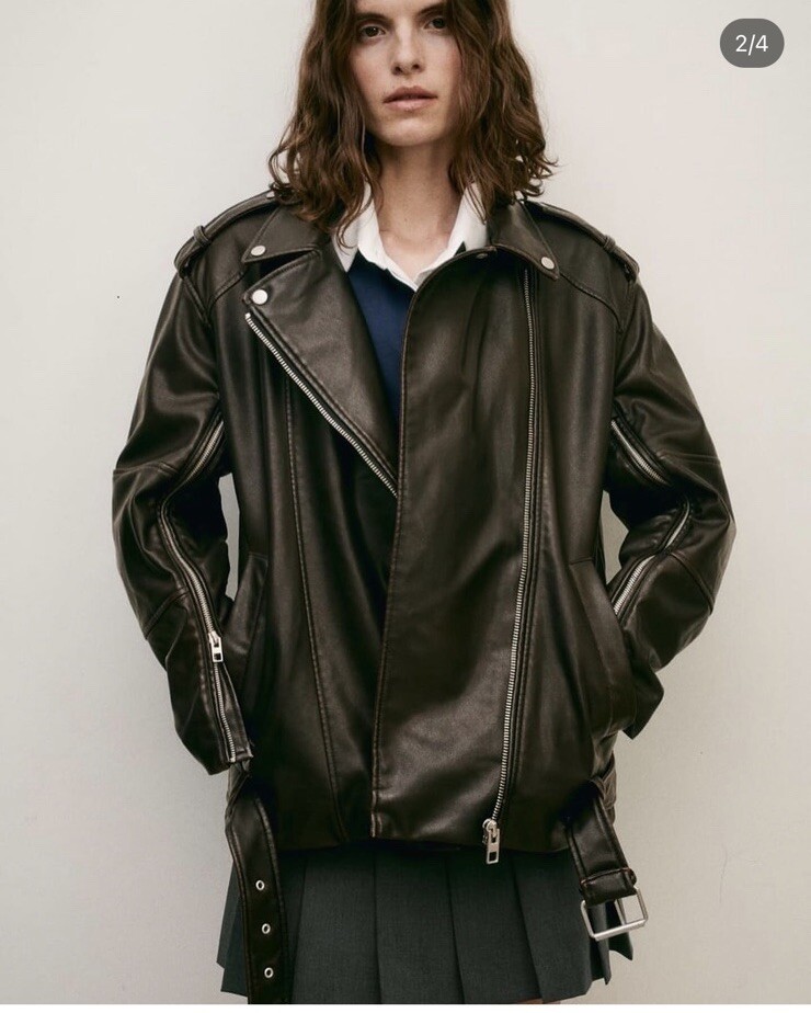 Oversized Jacket Zara Faux Leather Jacket With Zips Women's Faux - Main Image