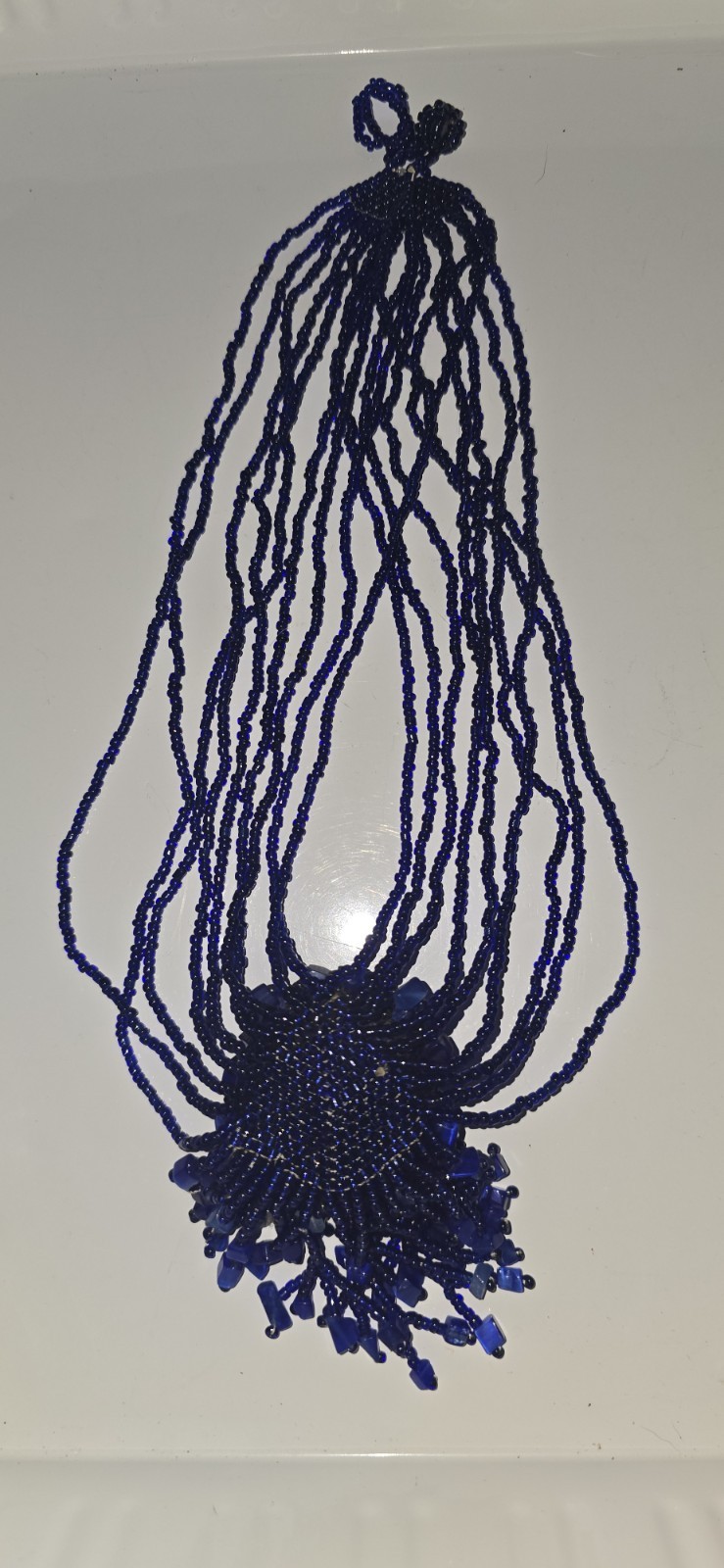 Blue Boho Cluster Multiple Strings Seed Bead Neck… - image 4
