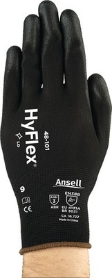 12x Handschuhe HyFlex  48-101 Größe 8 schwarz EN 388 PSA-Kategorie II ANSELL