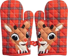 Pair of Red Rudolph the Red Nosed Reindeer Oven Mitts