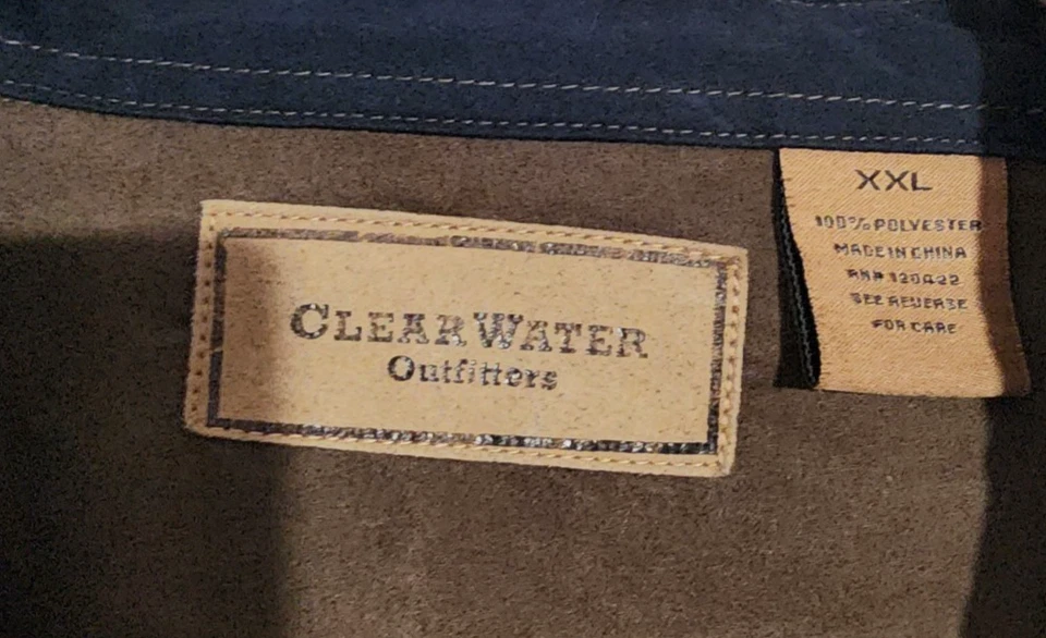 Camisa Clearwater Outfitters Imitación Gamuza Marrón Gris Hombres 2XL Abotonada Foto 3 de 4