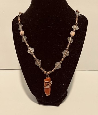 Beautiful Gemstone Necklace.22  Copper, Wire Wrapped. Tested Jasper & Other 
