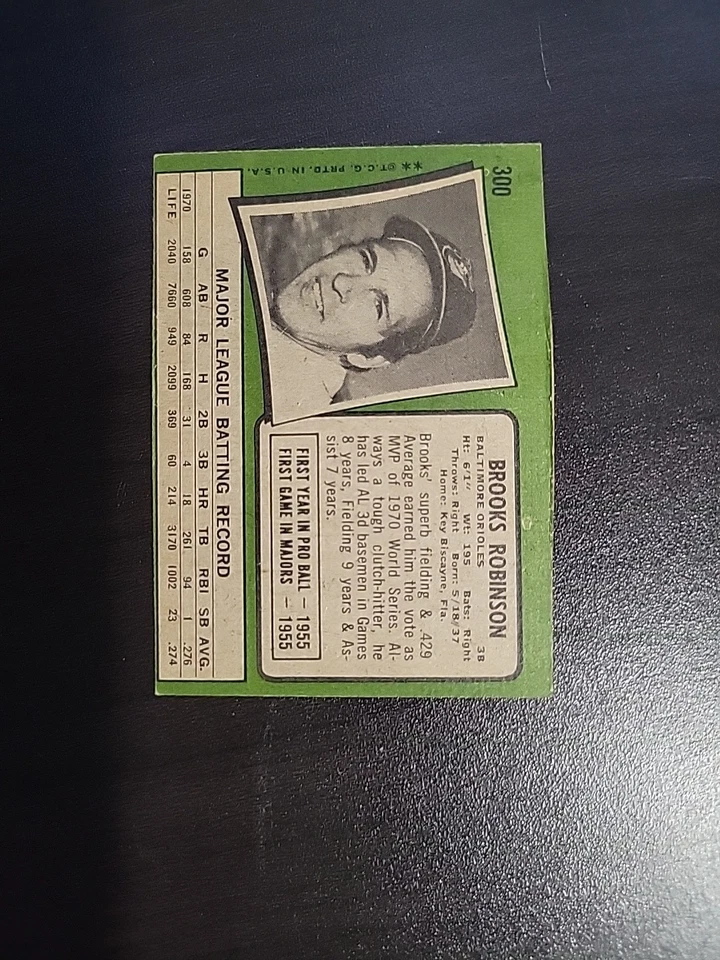 1971 Topps - Brooks Robinson #300 - Image 2 of 2