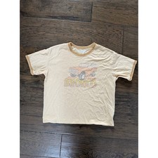 Tailgate Ford Bronco American Eagle Graphic Ringer T-Shirt Cream Tan Womens XS