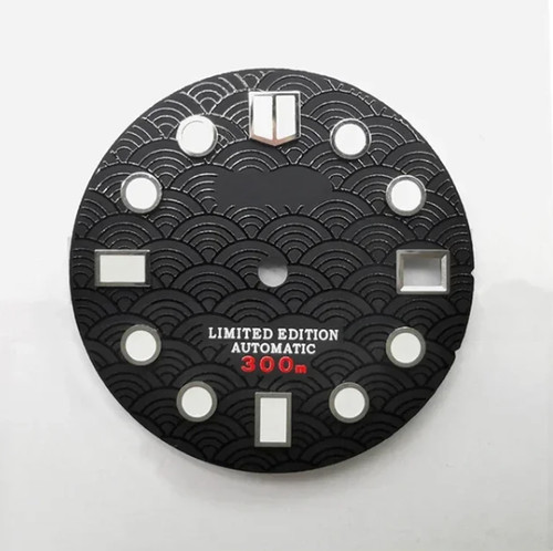 28.5mm Watch Dial Fish Scale Pattern Green Blue Lume Fit Nh35/36 4R ...