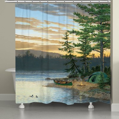 Laural Home Lake Sunset Shower Curtain Green 71'' x 72''