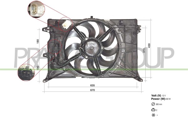 Prasco LüFter MotorküHlung KüHlerlüFter FüR Fiat 500X 1.4 1.6 D Multijet 2.0-image