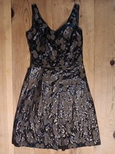 Etcetera Womens 4 Fit and Flare Mini Dress Polka Dot Metallic Sleeveless Party