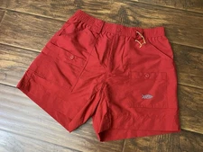 Aftco Mens Fishing Unlined Red Shorts Elastic Waist 6” Inseam NWOT Size 34