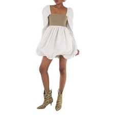 Ganni Taffeta Mix Balloon Mini Long Sleeve Dress