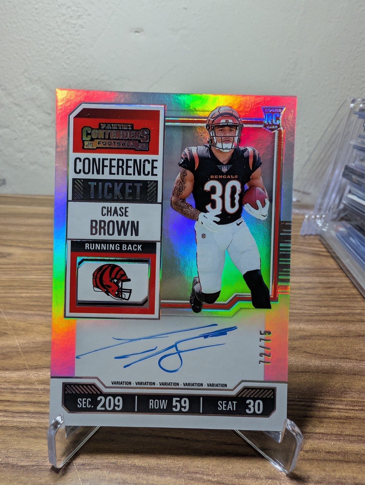 2023 Panini Contenders Chase Brown #105 Rookie Conference Ticket Auto RC /75