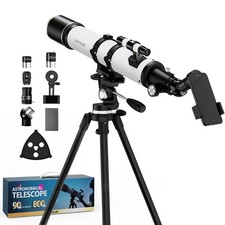 90mm Aperture Telescope 800mm Focal Length Refractor for Beginners  White