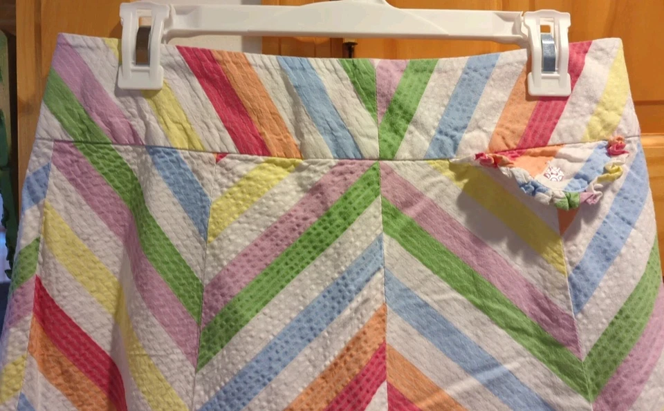 Falda Odille Anthropologie Línea A 8 Rayas Volantes Rayas Divertida Multicolor Boho Foto 4 de 4