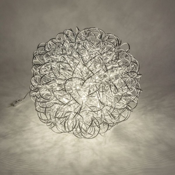 Xxl Led Deko Kugellampe, Leuchte Draht D. 60Cm Silber Metall Formano-image