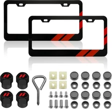 Black steel license plate frame, compatible with all vehicle license plate cover