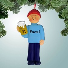 Personalized Beer Drinker - Male Christmas Ornament