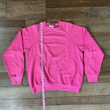 80s VINTAGE Lee USA Made Hot Pink Crewneck Sweatshirt Womens L Midweight #101117