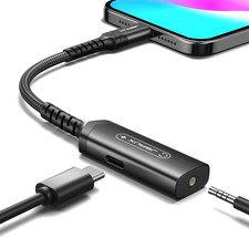 USB C to 3.5Mm Headphone and Charger Adapter, 2-In-1 AUX Mic Jack with PD 60W Fa