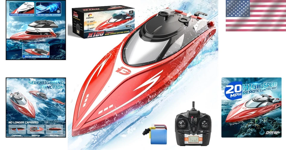 20+ MPH Racing RC Boat - Rechargeable with Capsize Recovery for Instant Fun - Image 2 of 4