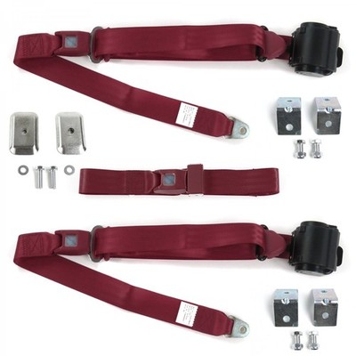 Ford Truck 1961 - 1966  Standard 3pt BURG Bench Seat Kit w/Brackets 3 Belts  