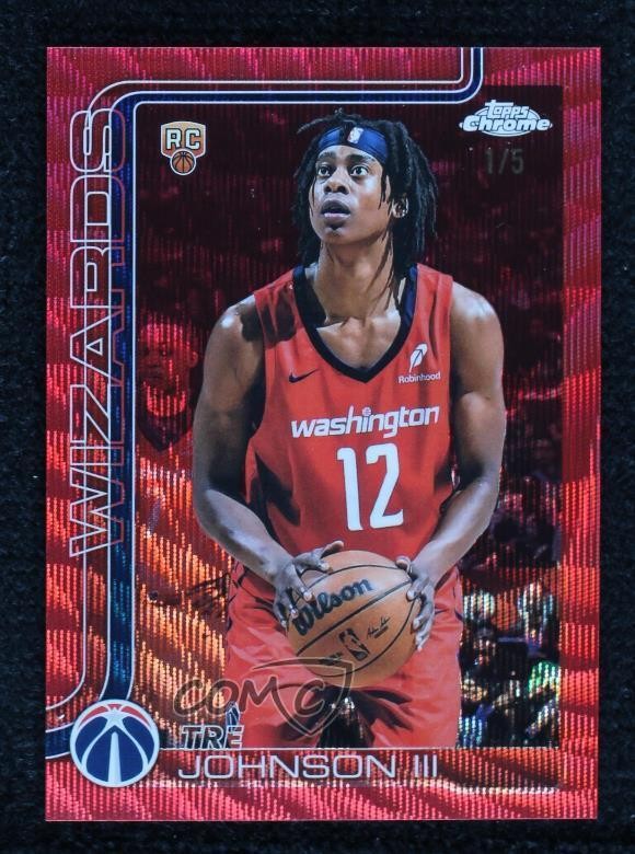 2025-26 Topps Chrome Red Wave Refractor 1/5 Tre Johnson III #256 Rookie RC