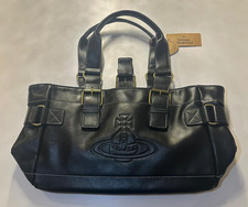 Vivienne Westwood Nana Orb Saturn Black Leather Shopping Bag