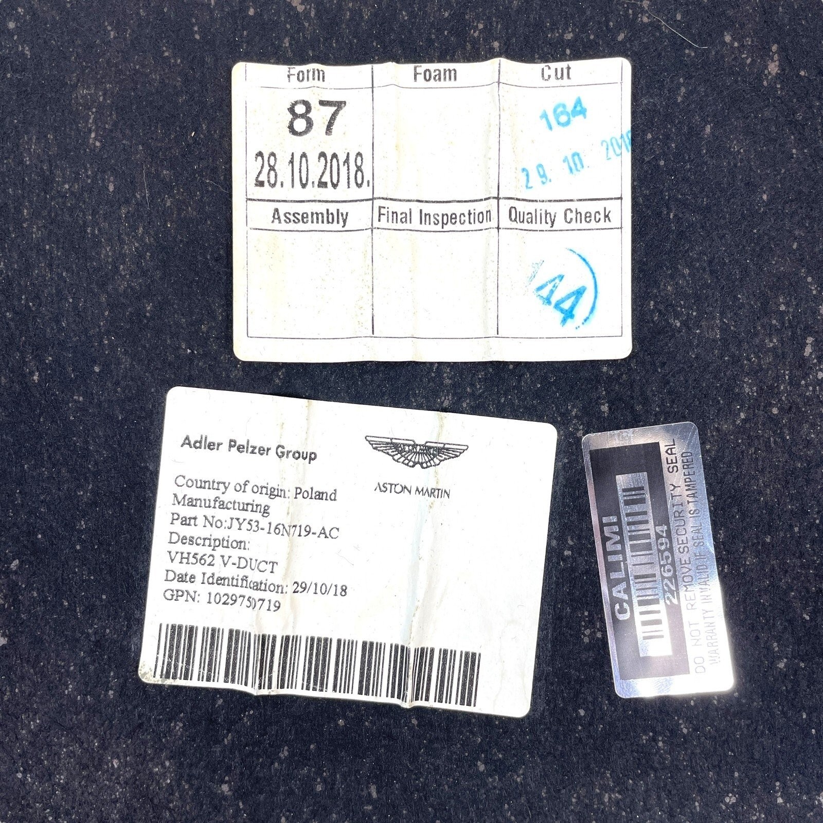 Aston Martin DB11 2017-2020 Absorbers Set P/N J75316N719AC