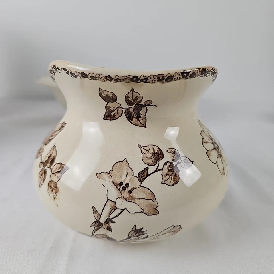 Broc Et Cuvette De Toilette Terre De Fer Sepia 1900s - Photo 4/4