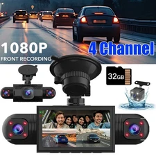 4 Channel Dash Cam 360° Dash Camera HD 1080P 4 Lens Driving Recorder w/32G Card