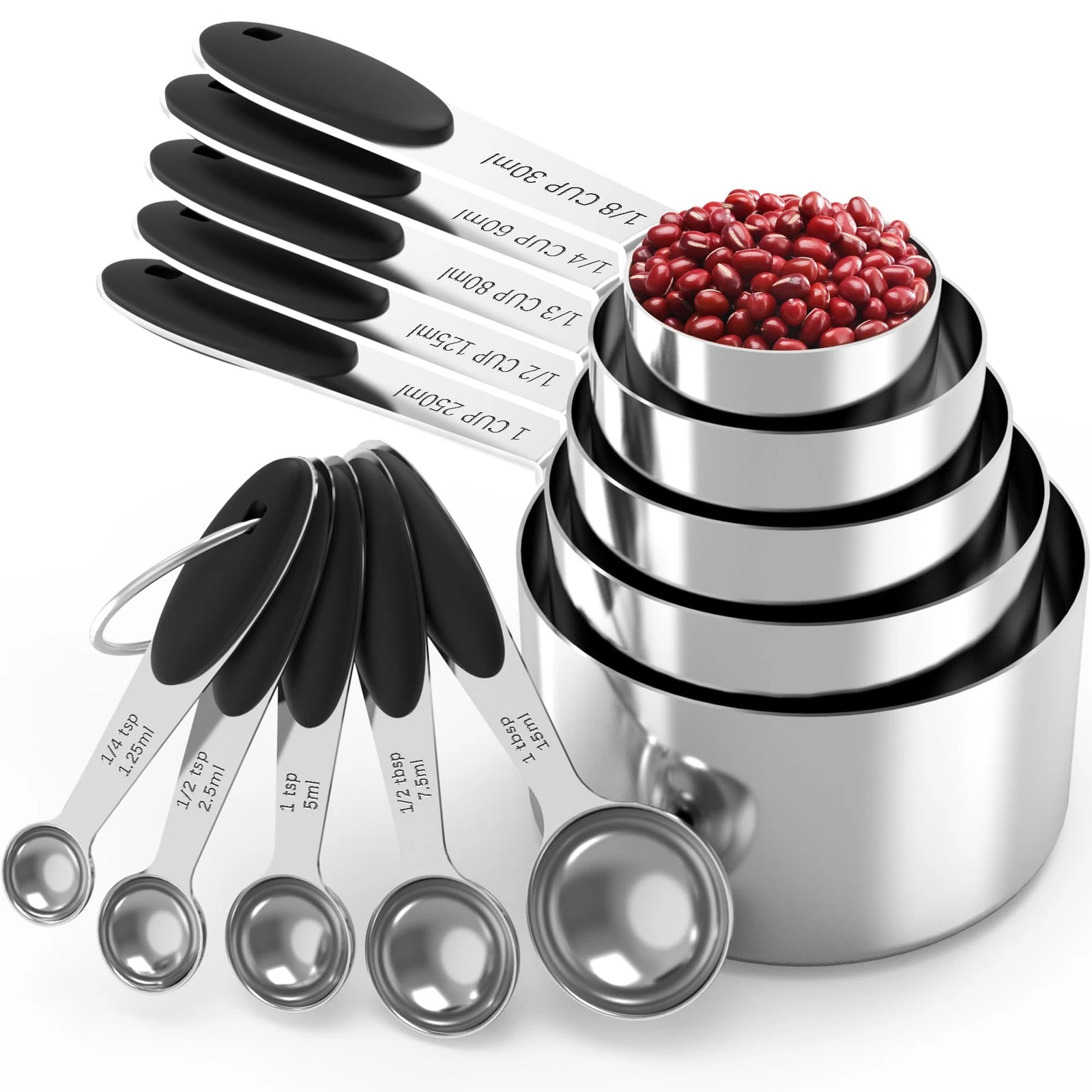 Measuring Cups and Spoons Set, Stainless Steel, Kitchen Utensils for Cooking ...